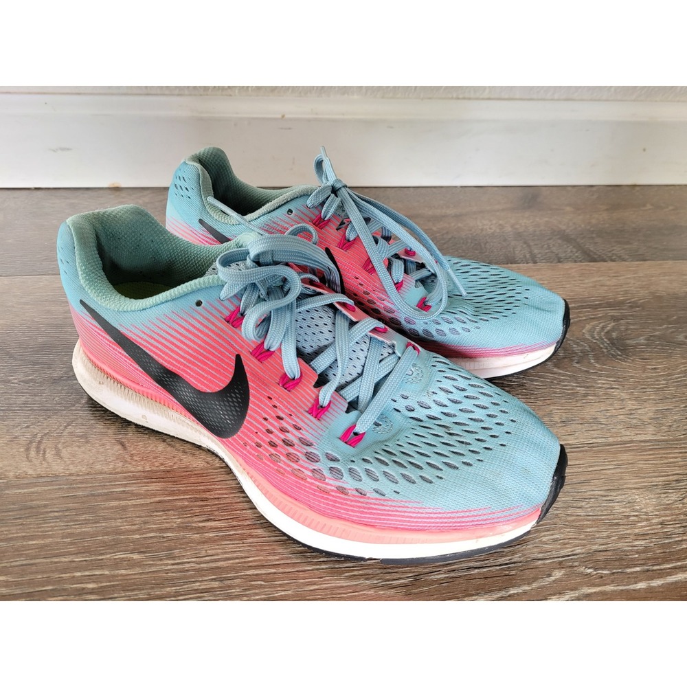 Nike Air Zoom Pegasus 34 Running Shoes Women's Size 7.5‎ Blue Pink Sneakers #2